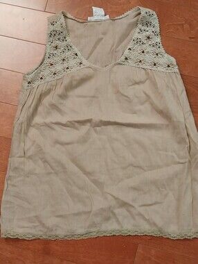 Blair Cream Sleeveless Crochet Yoke Camisole